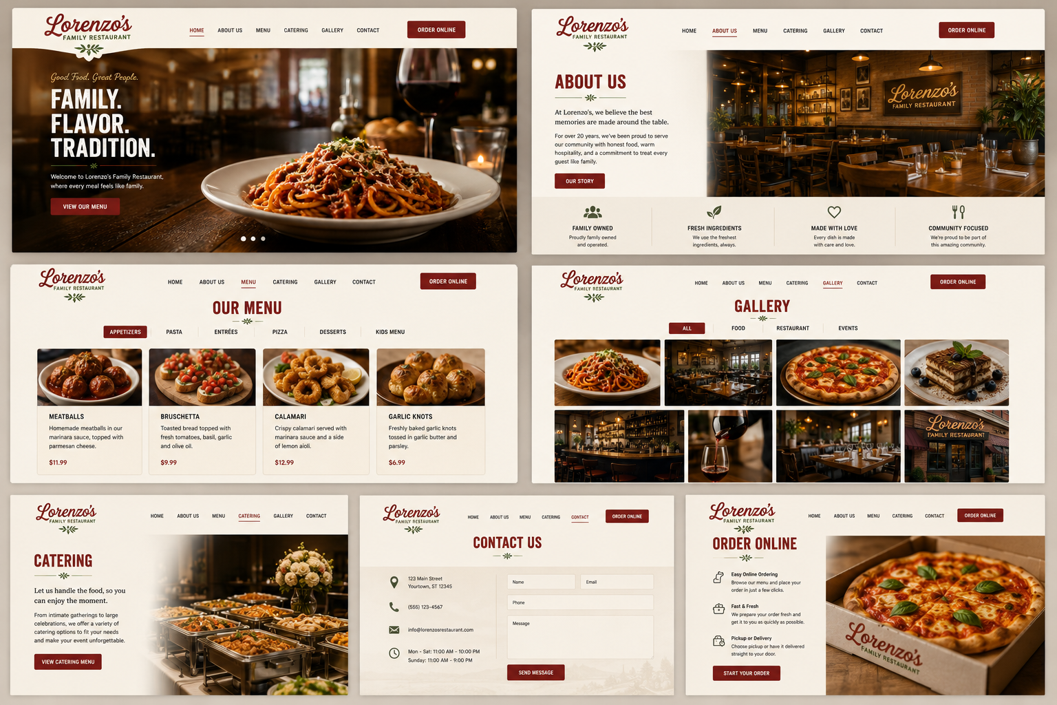 Lorenzo's Family Restaurant website built by OneDayWebsites