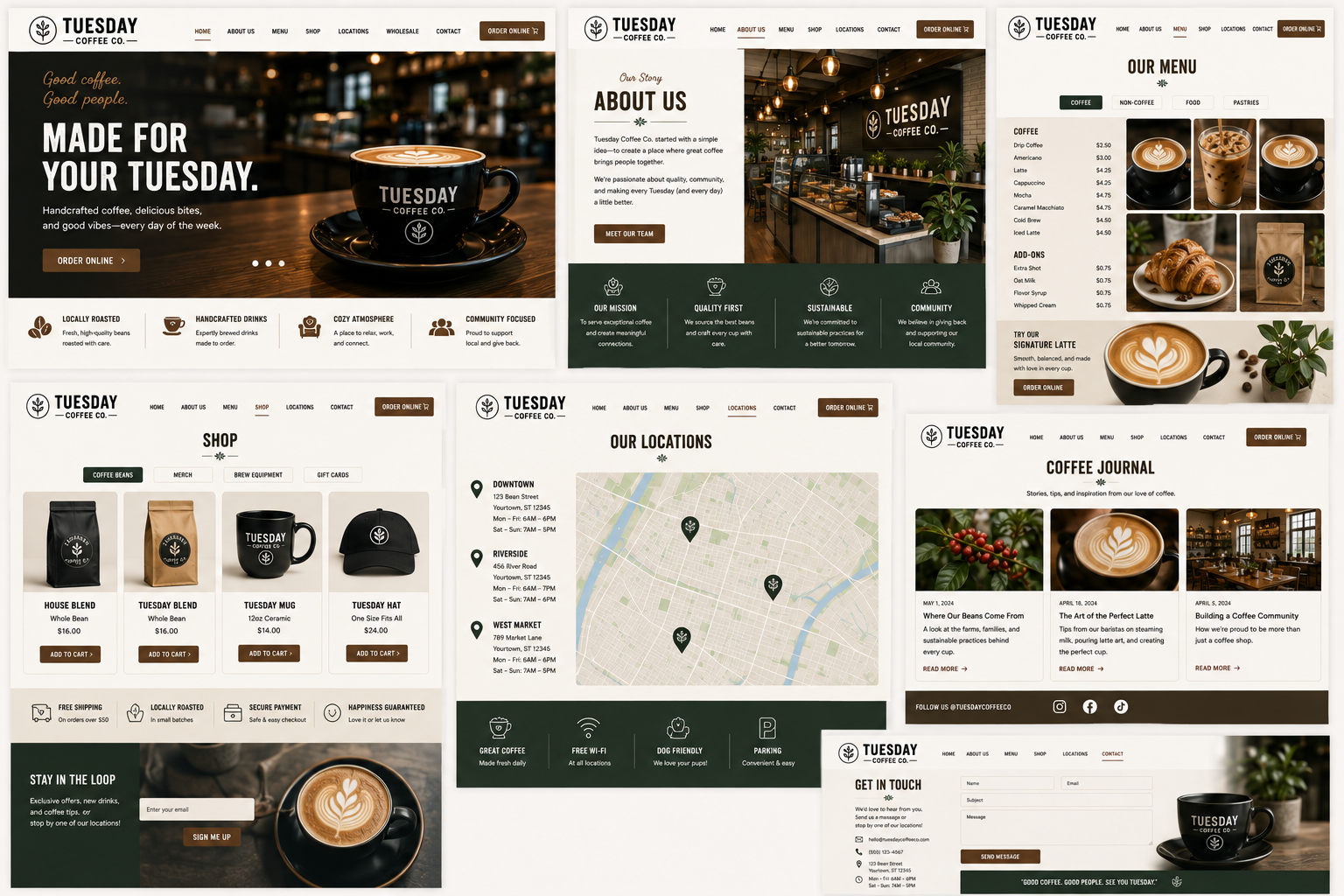 Tuesday Coffee Co. website built by OneDayWebsites