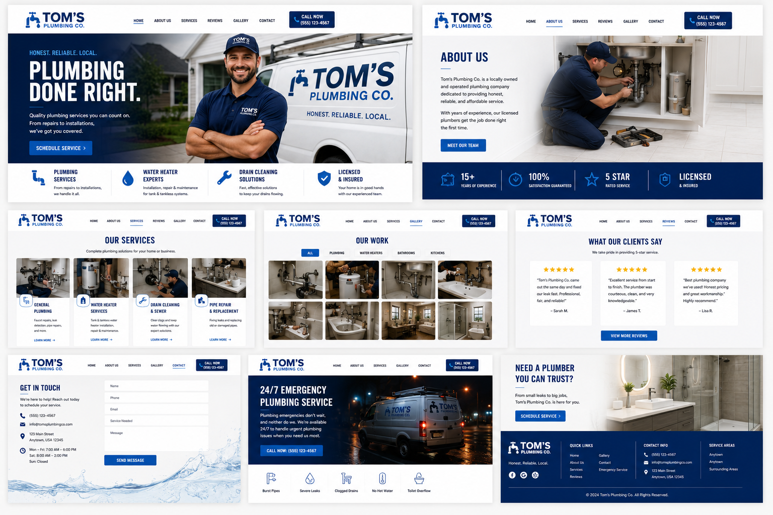 Tom's Plumbing Co. website built by OneDayWebsites